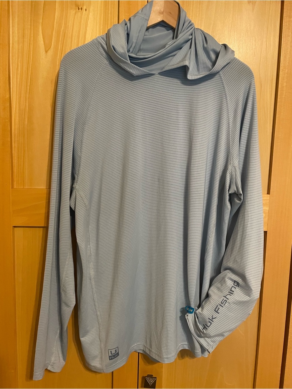 Huk Light Blue Hooded Performance Long-Sleeve Jacket